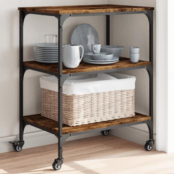 ARDEBO.de - Küchenwagen Räuchereiche 60x41x76 cm Holzwerkstoff