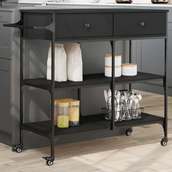 ARDEBO.de - Küchenwagen Schwarz 105x42x95 cm Holzwerkstoff