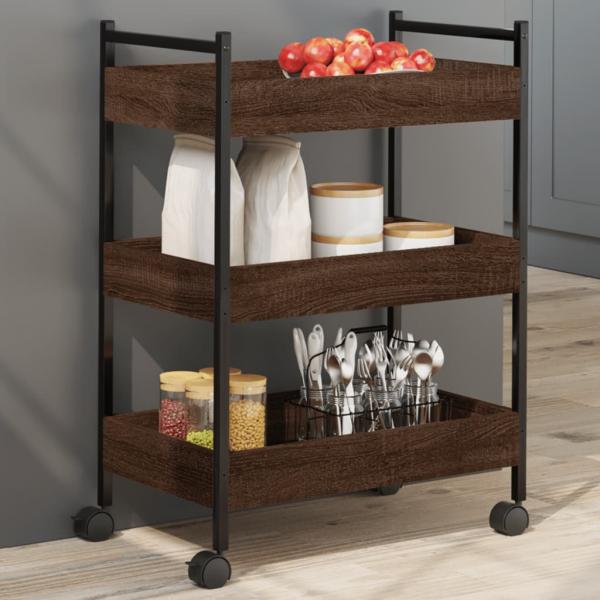 ARDEBO.de - Küchenwagen Braun Eichen-Optik 50x30x70 cm Holzwerkstoff