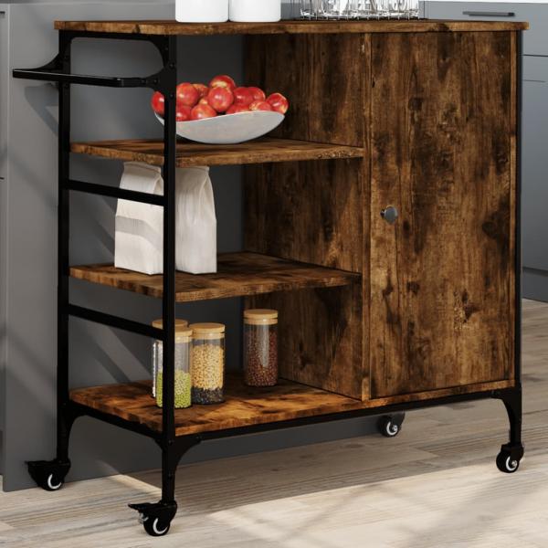 ARDEBO.de - Küchenwagen Räuchereiche 87,5x38,5x84,5 cm Holzwerkstoff