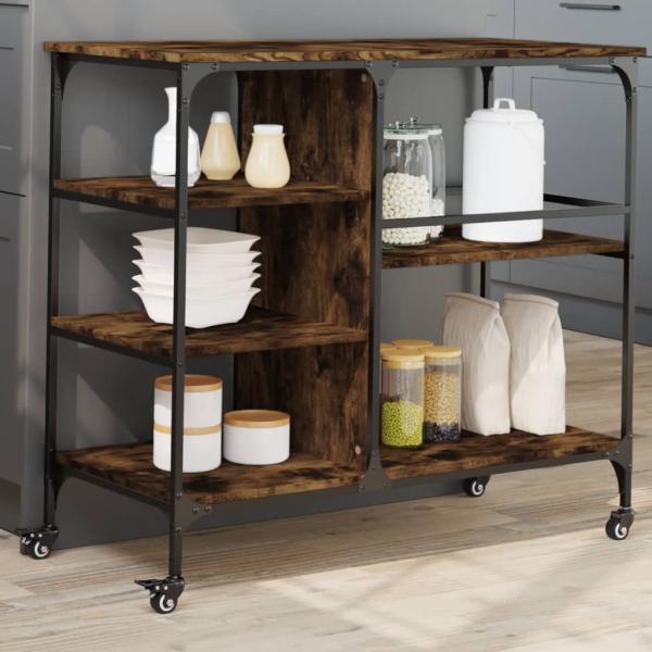 ARDEBO.de - Küchenwagen Räuchereiche 100x45x89,5 cm Holzwerkstoff