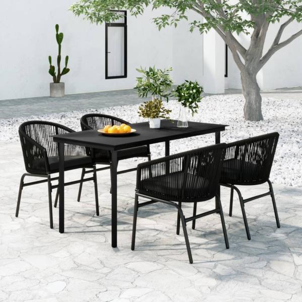 ARDEBO.de - 5-tlg. Garten-Essgruppe Schwarz