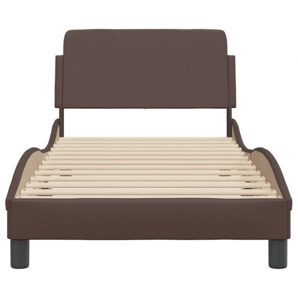 Bettgestell mit Kopfteil Braun 90x190 cm Kunstleder