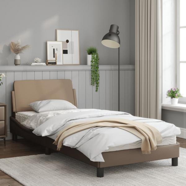 Bettgestell mit Kopfteil Cappuccino-Braun 90x190 cm Kunstleder