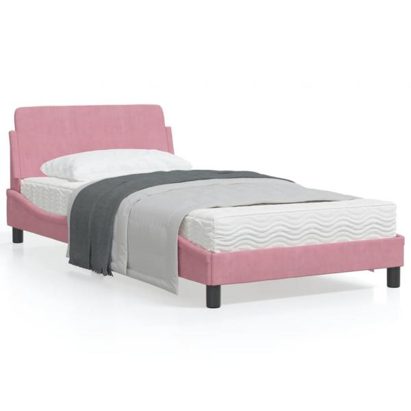 ARDEBO.de - Bettgestell mit Kopfteil Rosa 100x200 cm Samt