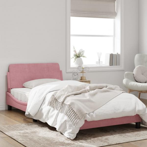 Bettgestell mit Kopfteil Rosa 100x200 cm Samt