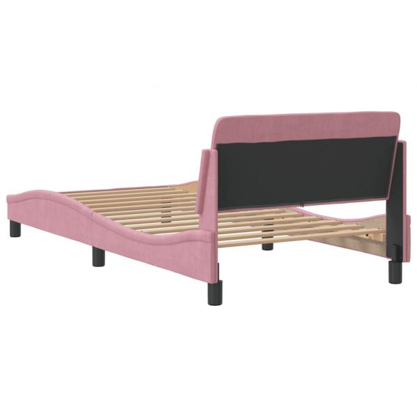Bettgestell mit Kopfteil Rosa 100x200 cm Samt