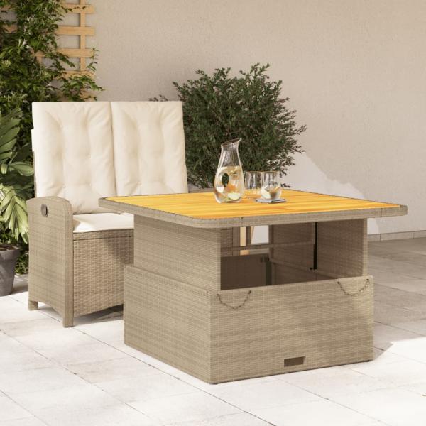 ARDEBO.de - 2-tlg. Garten-Essgruppe mit Kissen Beige Poly Rattan