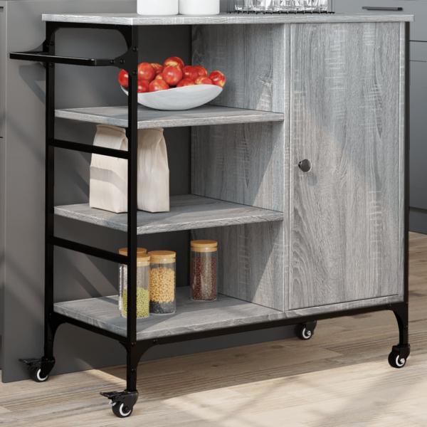 ARDEBO.de - Küchenwagen Grau Sonoma 87,5x38,5x84,5 cm Holzwerkstoff