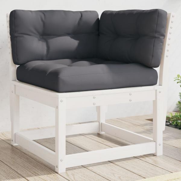 ARDEBO.de - Garten-Ecksofa mit Kissen Weiß 73x73x78 cm Massivholz Kiefer