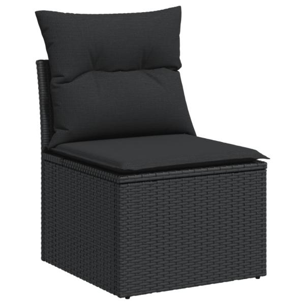 ARDEBO.de - 10-tlg. Garten-Sofagarnitur mit Kissen Schwarz Poly Rattan