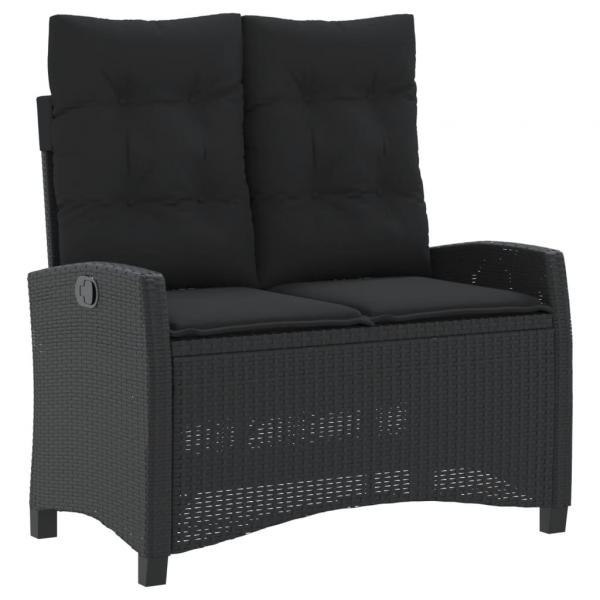 4-tlg. Garten-Essgruppe mit Kissen Schwarz Poly Rattan