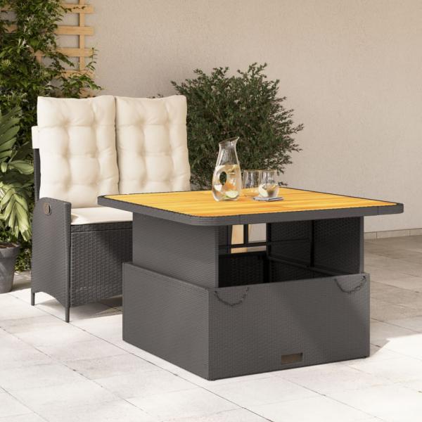 ARDEBO.de - 2-tlg. Garten-Essgruppe mit Kissen Schwarz Poly Rattan