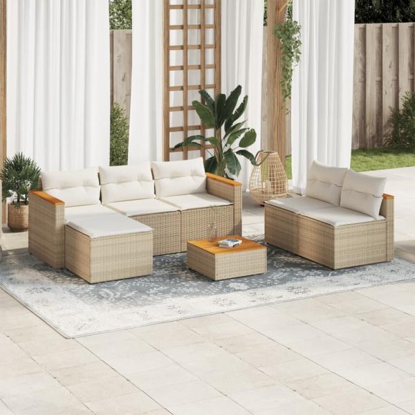ARDEBO.de - 5-tlg. Garten-Sofagarnitur mit Kissen Beige Poly Rattan Akazie