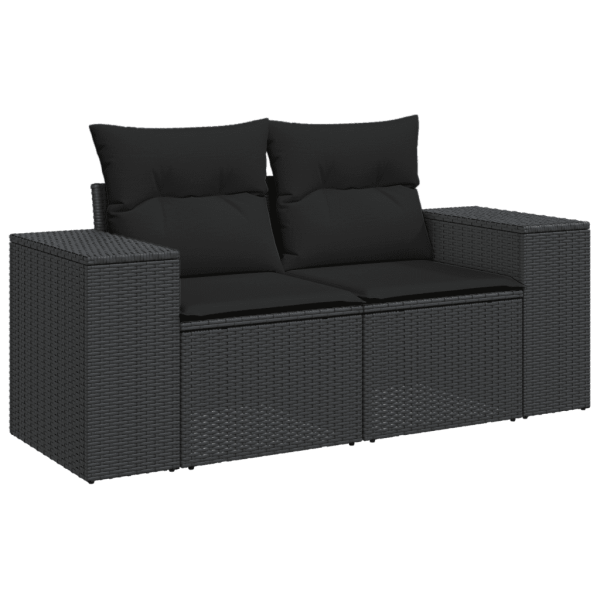 12-tlg. Garten-Sofagarnitur mit Kissen Schwarz Poly Rattan