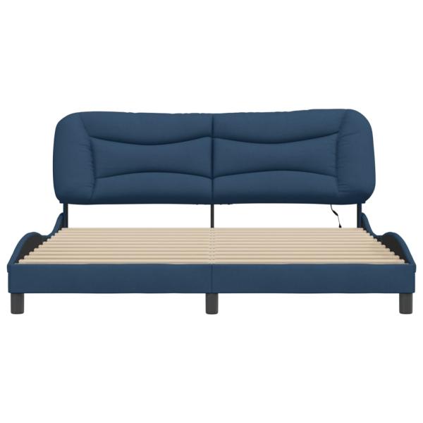 Bettgestell mit LED ohne Matratze "Hvar" Blau 180x200 cm Stoff