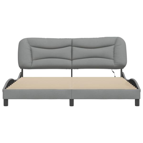 Bettgestell mit LED Hellgrau 180x200 cm Stoff