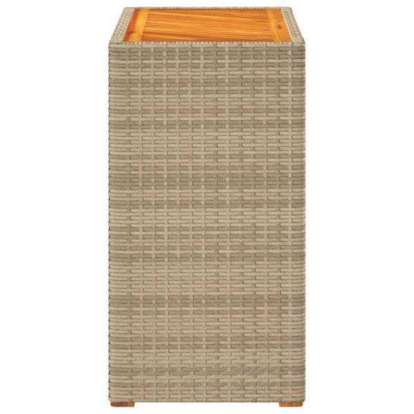 Garten-Beistelltisch mit Holzplatte Beige Poly Rattan