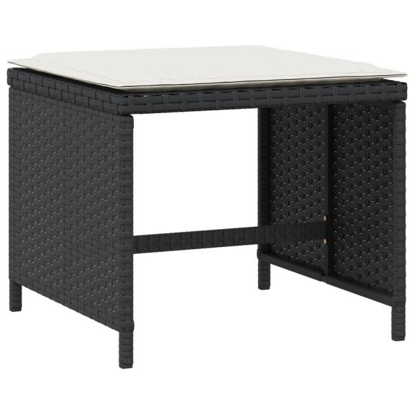 5-tlg. Garten-Essgruppe mit Kissen Schwarz Poly Rattan