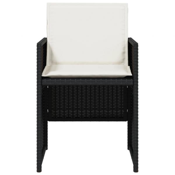 5-tlg. Garten-Essgruppe mit Kissen Schwarz Poly Rattan