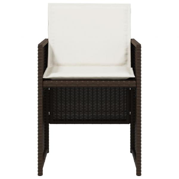 5-tlg. Garten-Essgruppe mit Kissen Braun Poly Rattan