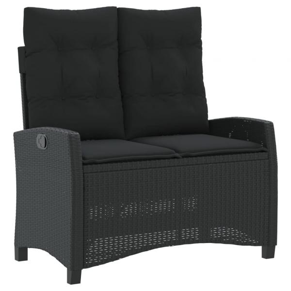 4-tlg. Garten-Essgruppe mit Kissen Schwarz Poly Rattan