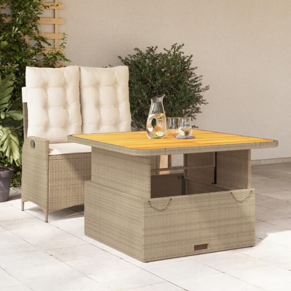 ARDEBO.de - 2-tlg. Garten-Essgruppe mit Kissen Beige Poly Rattan