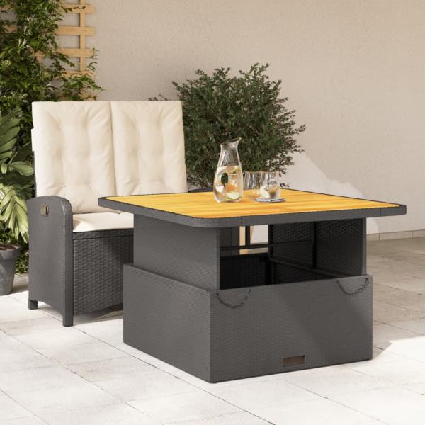 ARDEBO.de - 2-tlg. Garten-Essgruppe mit Kissen Schwarz Poly Rattan