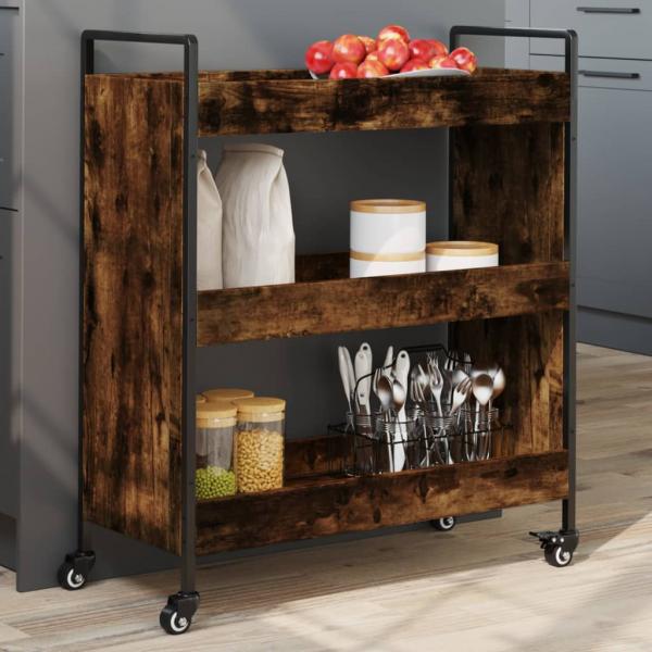 ARDEBO.de - Küchenwagen Räuchereiche 70x30x82 cm Holzwerkstoff