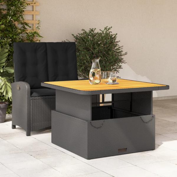 ARDEBO.de - 2-tlg. Garten-Essgruppe mit Kissen Schwarz Poly Rattan