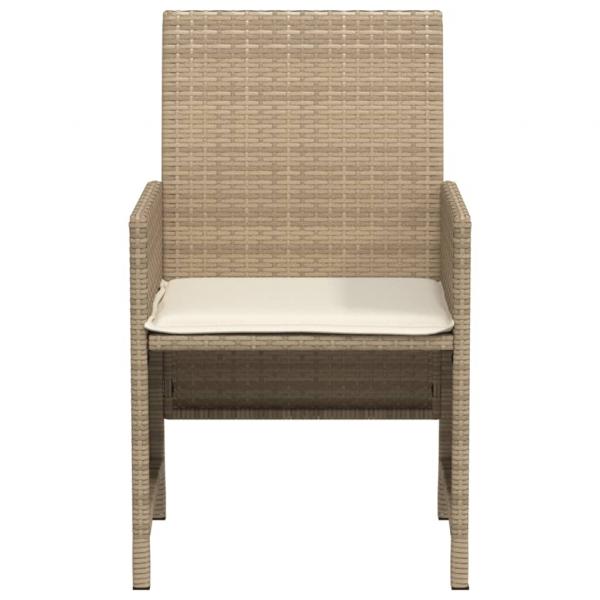 3-tlg. Bistro-Set mit Kissen Beige Poly Rattan