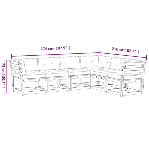 6-tlg. Garten-Sofagarnitur mit Kissen Massivholz Douglasie