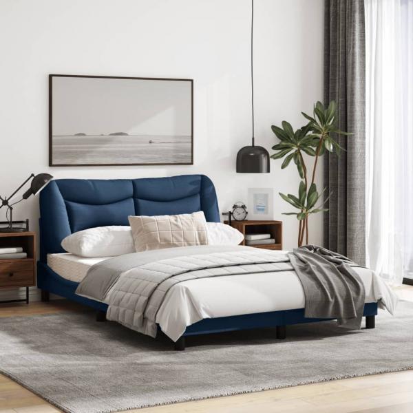 Bettgestell mit LED Blau 140x190 cm Stoff