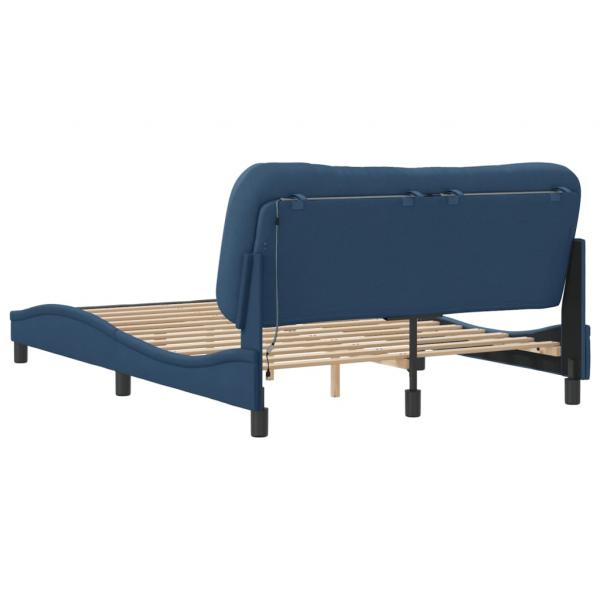 Bettgestell mit LED Blau 140x190 cm Stoff