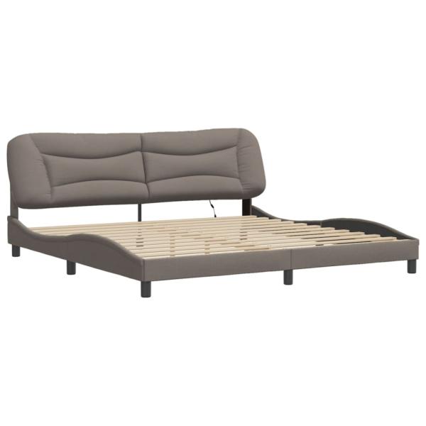 Bettgestell mit LED Taupe 200x200 cm Stoff
