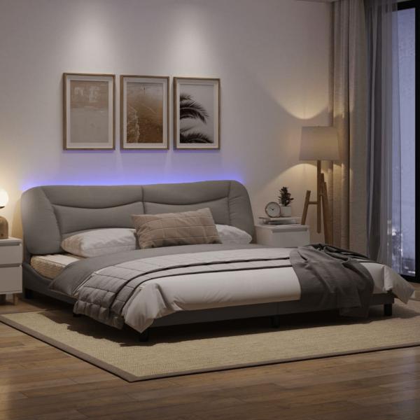 Bettgestell mit LED Taupe 200x200 cm Stoff