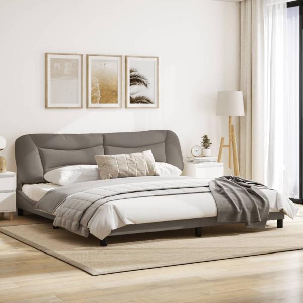 Bettgestell mit LED Taupe 200x200 cm Stoff