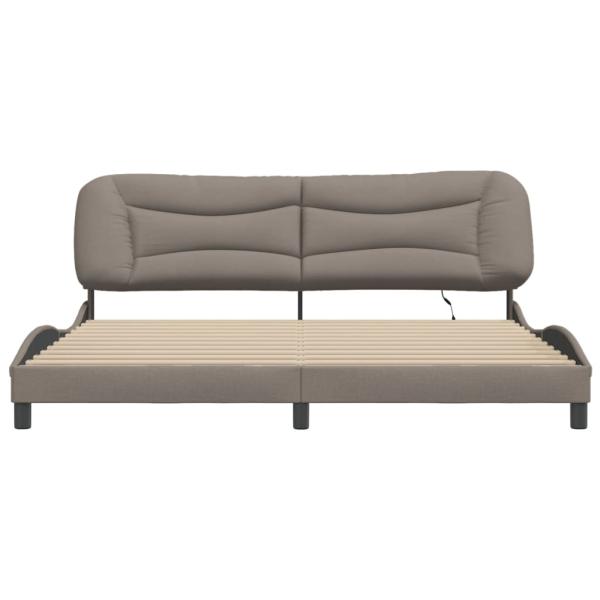 Bettgestell mit LED Taupe 200x200 cm Stoff