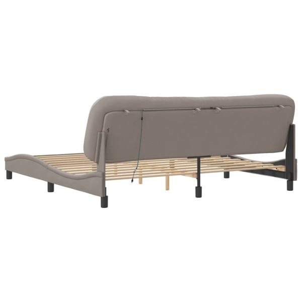 Bettgestell mit LED Taupe 200x200 cm Stoff