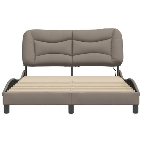 Bettgestell mit LED Taupe 140x200 cm Stoff