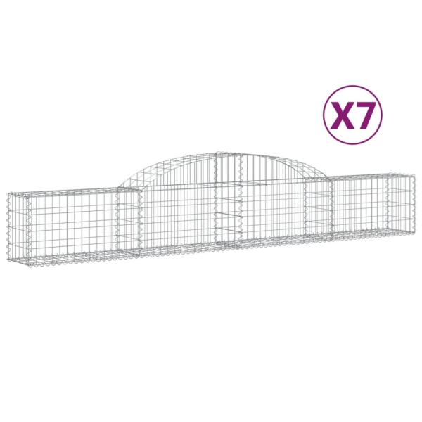 Gabionen mit Hochbogen 7 Stk. 300x30x40/60 cm Verzinktes Eisen