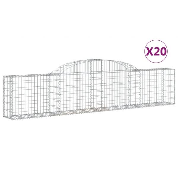 Gabionen mit Hochbogen 20 Stk. 300x30x60/80 cm Verzinktes Eisen