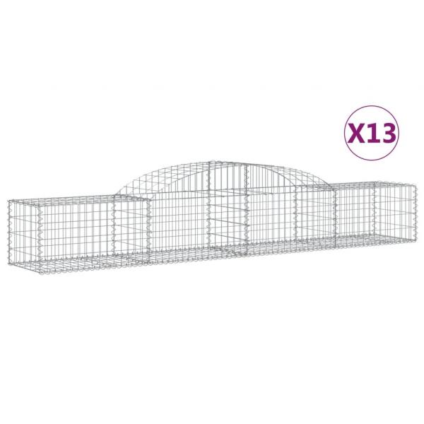 Gabionen mit Hochbogen 13 Stk. 300x50x40/60 cm Verzinktes Eisen
