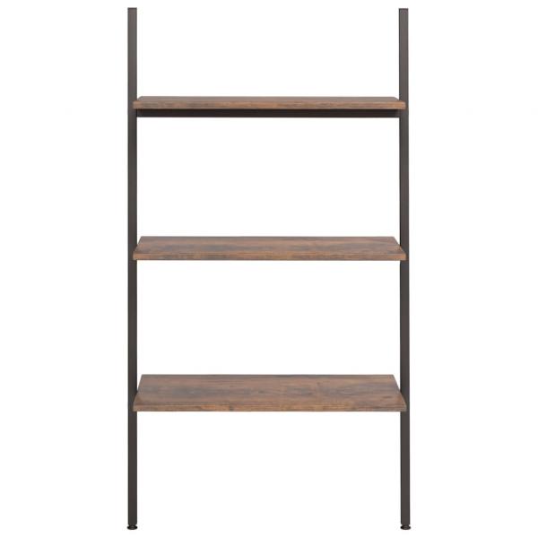 Leiterregal mit 3 Böden Dunkelbraun und Schwarz 64x34x116 cm