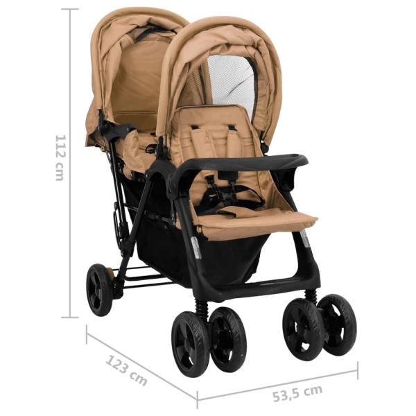 Tandem-Zwillingskinderwagen Taupe Stahl