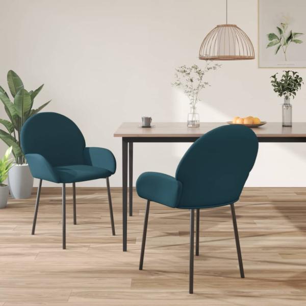 ARDEBO.de - Esszimmerstühle 2 Stk. Blau Samt