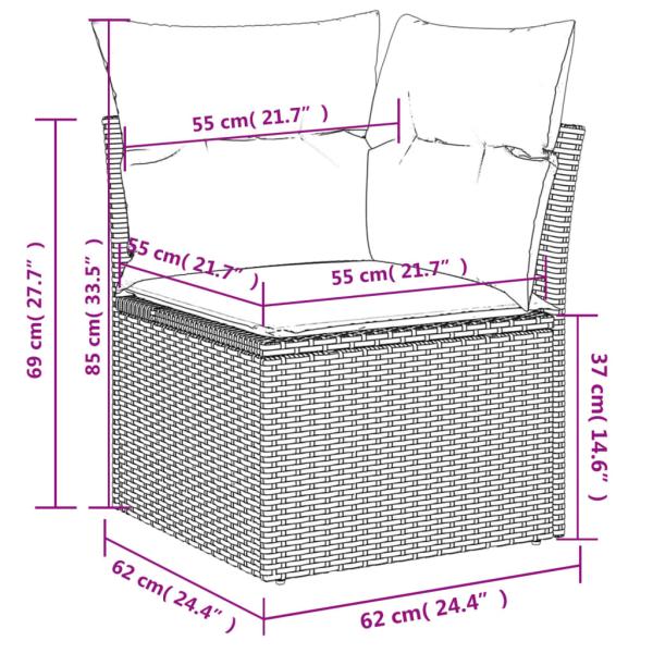 ARDEBO.de - 12-tlg. Garten-Sofagarnitur mit Kissen Beige Poly Rattan