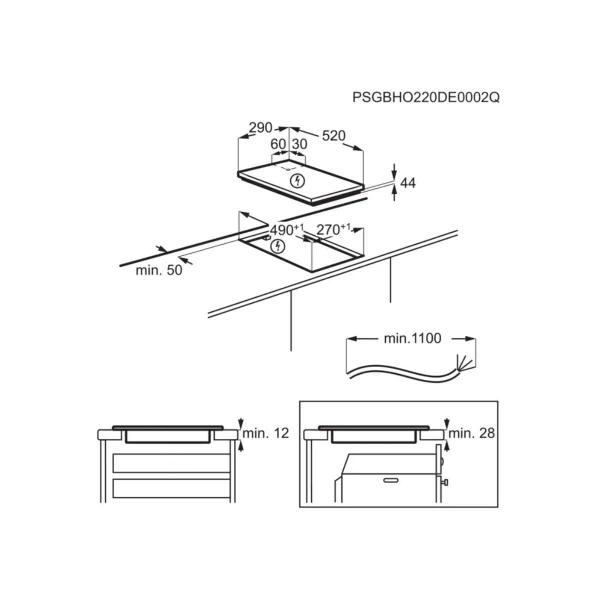 AEG IKB32300CB Autarkes Domino-Induktionskochfeld, 30cm breit, 9 Stufen Regulierung, Rahmenlos, Powerfunktion, Kindersicherung, Topferkennung, Schwarz