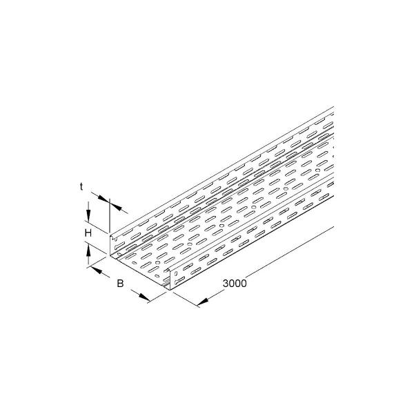 Niedax RLC 60.300 Kabelrinne, 60x300x3000mm, t=1,0 mm, gelocht, durchgängige Sicken, Stahl, bandverzinkt, mit Verbinder