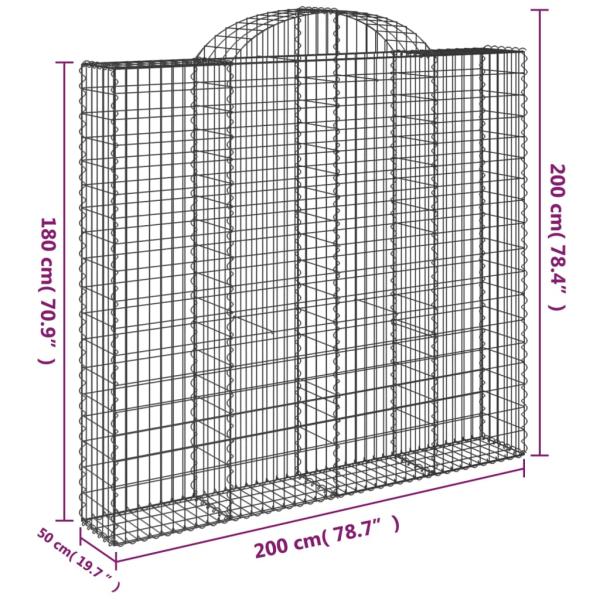 Gabionen mit Hochbogen 11Stk. 200x50x180/200cm Verzinktes Eisen